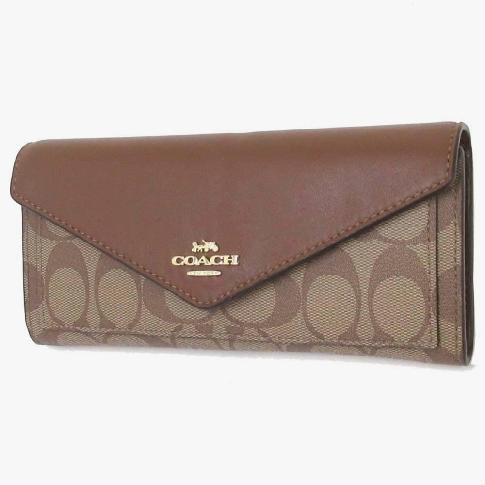Coach Brown Slim Envelope Wallet in Signature Canvas
